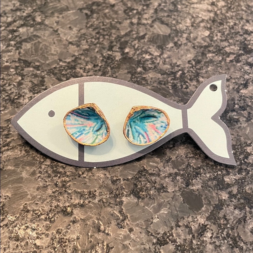 Hand painted shell earrings